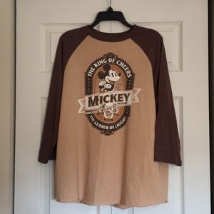3/4 Sleeve Brown Mickey Mouse King of Cheers Shirt
